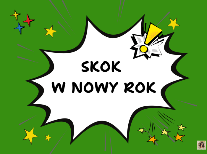 Skok w nowy rok - gazetka ścienna z hasłami motywacyjnymi.