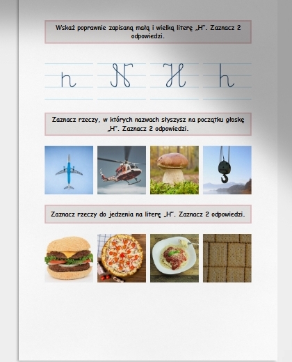 H i h. Karta pracy. Sprawdzian