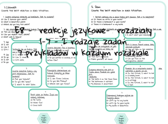 E8 - reakcje językowe - mini zestaw