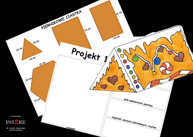 Projekt matematyczny: piernik z czekoladą - graniastosłupy - objętość i pole powierzchni. Math and Art Projekt