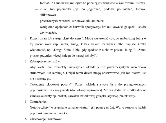 "Od liścia do śnieżynki"- projekt przyrodniczy dla przedszkoli i klas 1-3