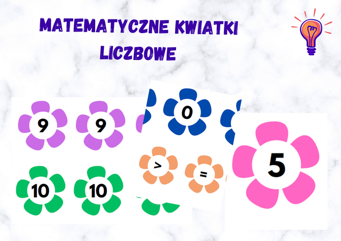 Matematyczne kwiatki liczbowe + znaki działań