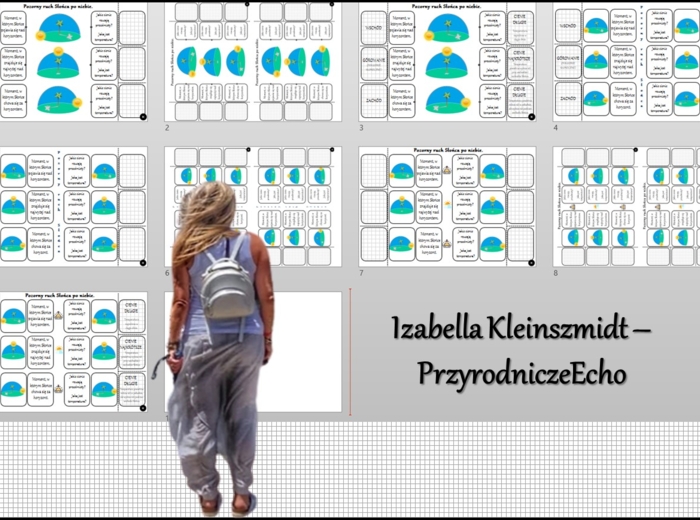 Notatka okienkowa/stacja zadaniowe/notatka interaktywna/notatka graficzna/karta pracy/sketchnotka „Pozorny ruch Słońca po niebie” w pdf. Przyroda 4, Geografia 6 , dział „Ruchy Ziemi”. Materiał wykonany na podstawie podręcznika z wydawnictwa Nowa Era – no