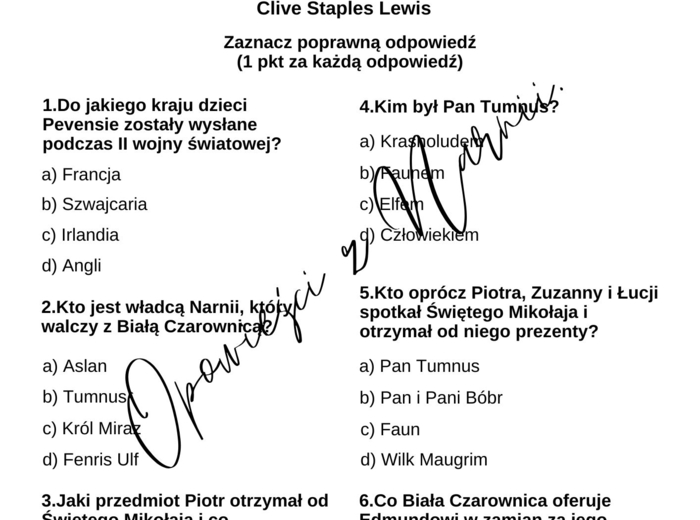 Kartkówka - Opowieści z Narnii. Lew, czarownica i stara szafa