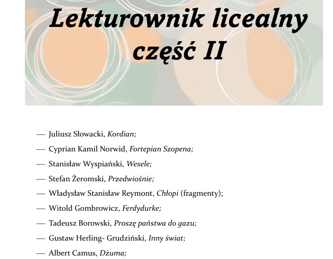 Zestaw - lekturownik dla LO część I i II