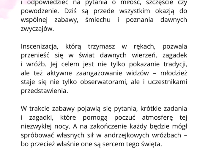 Scenariusz Andrzejkowy - inscenizacja słowna