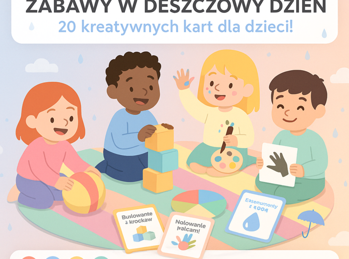 Zabawy w deszczowy dzień – zestaw kart obrazkowych