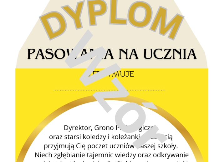 Dyplomy z okazji pasowania na ucznia- 3 wzory