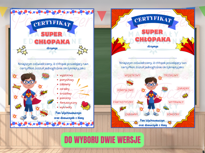 Dyplom - certyfikat na Dzień Chłopaka