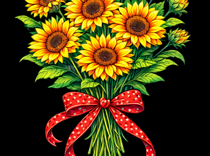 Bukiety kwiatów (konwalia, mak, chaber, słonecznik, lawenda, bez) - kolorowanka - 6 kart (PDF do druku)