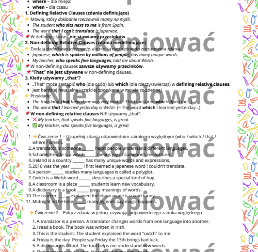 Karta pracy z czytanką Lost in Translation + Relative Clauses B1/B2