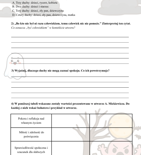 "Dziady cz.II" karta pracy