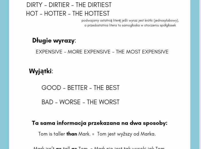 Stopniowanie przymiotników jęz. angielski