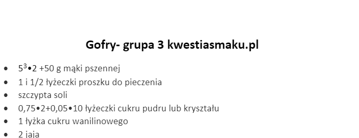 Działania na liczbach dodatnich "Pieczemy gofry"