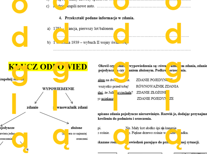 SKŁADNIA - podział wypowiedzeń, zdanie pojedyncze, złożone, równoważnik zdania - sprawdzian klasa 5 - 6