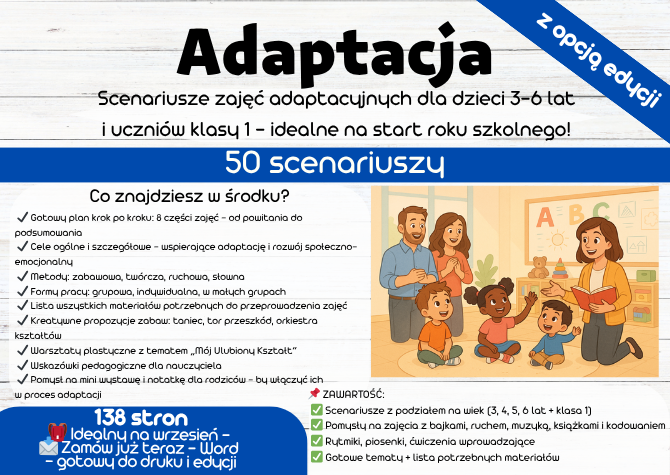 Adaptacja scenariusze zajęć Przedszkole Klasa 1, Dla rodziców: Jak wspierać dziecko podczas adaptacji w przedszkolu / szkole?