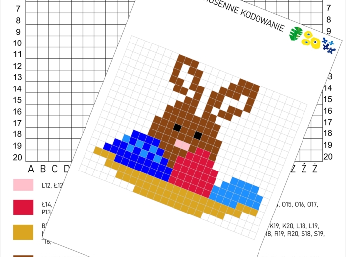 Kodowanki wiosenne, świąteczne, wiosna kodowanie, WIELKANOC- zestaw 6 kart pracy
