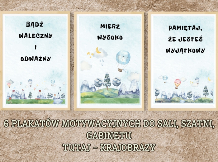 PLAKATY MOTYWACYJNE DO SZATNI KLASY SALI GABINETU - 6 RÓŻNYCH