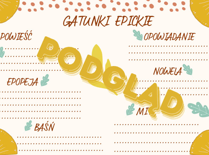 Liryka, epika i dramat - notatki do uzupełnienia (powtórka przed egzaminem ósmoklasisty i nie tylko)