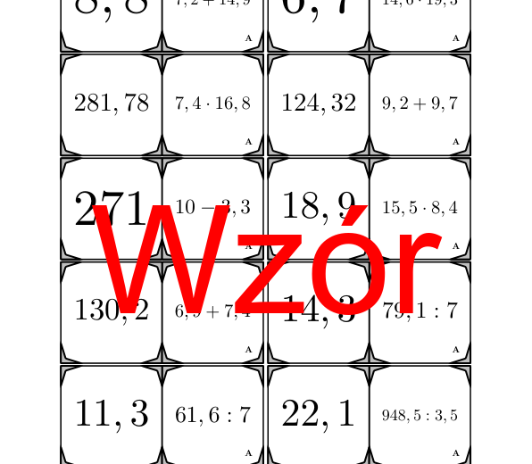 Domino - Arytmetyka liczb dziesiętnych | matematyka