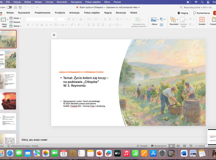 Rytm życia na wsi na podstawie "Chłopów" Władysława Reymonta - prezentacja
