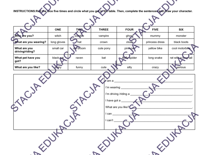 Halloween Challenge – karta pracy do nauki angielskiego