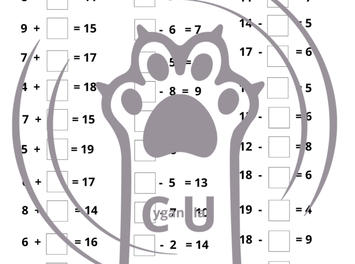 Dodawanie i odejmowanie z lukami KARTY PRACY