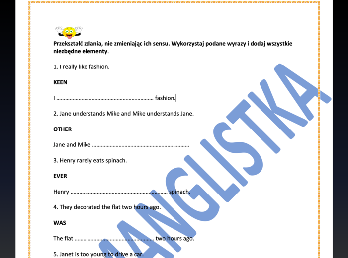 Parafrazy zdań ze słowem kluczem- egzamin ósmoklasisty- AŻ 50 zdań z rozwiązaniami- ponad 7 stron