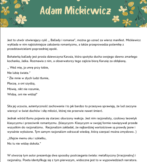 Opracowanie ,,Romantyczność"