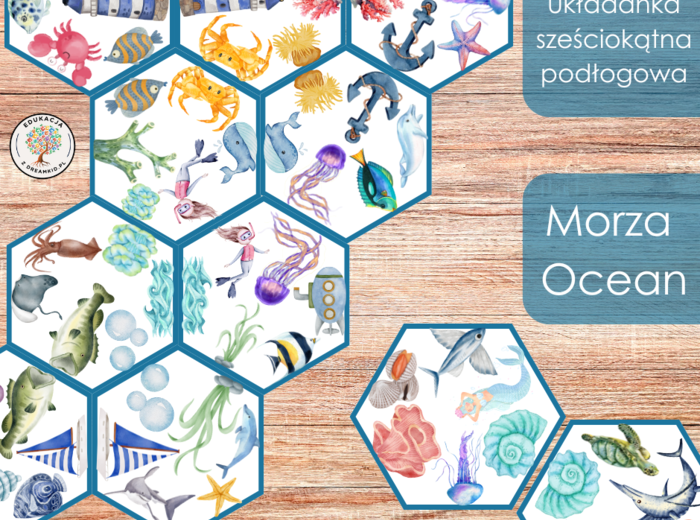 Układanka sześciokątna podłogowa - Morza i Oceany