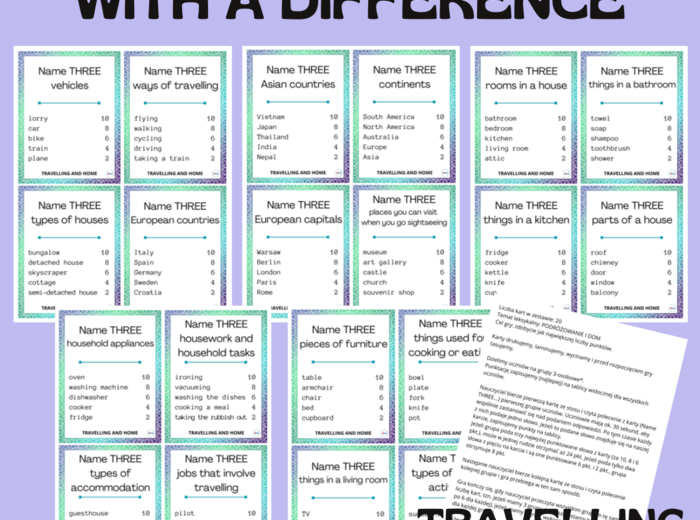 NAME THREE… WITH A DIFFERENCE / TRAVELLING AND HOME