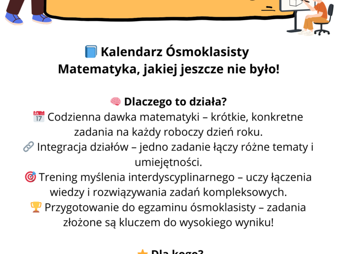 Kalendarz ósmoklasisty z matematyki - aż 160 zadań łączących różne działy!