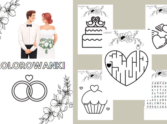 Ślubne kolorowanki dla dzieci