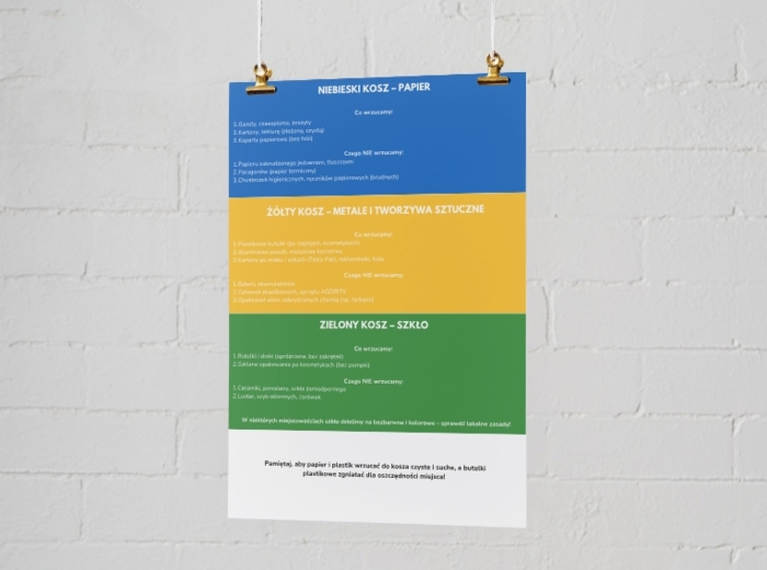 Plakat o segregacji śmieci i recyklingu