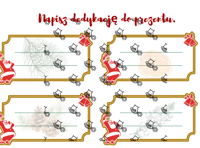 Kartki na dedykację/ bileciki prezentowe.