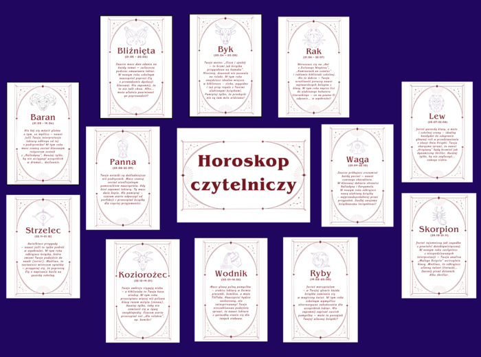 Gazetka  „HOROSKOP CZYTELNICZY" - biblioteka - język polski - świetlica