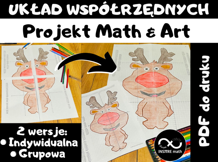 Projekt grupowy lub indywidualny. Układ Współrzędnych (zaznaczanie punktów) – ukryty obrazek renifer. Projekt Math & Art. Boże Narodzenie, Mikołajki.