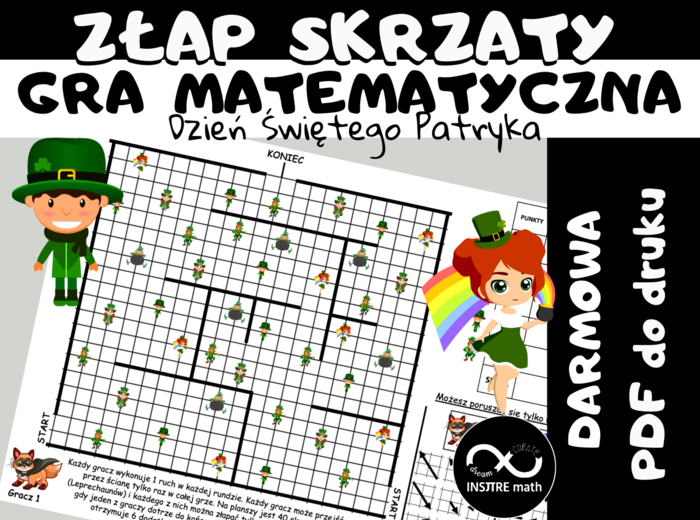 DARMOWA Gra Matematyczna – Złap Skrzaty (Leprechauny). Gra logiczna. Matematyczny Dzień Świętego Patryka.