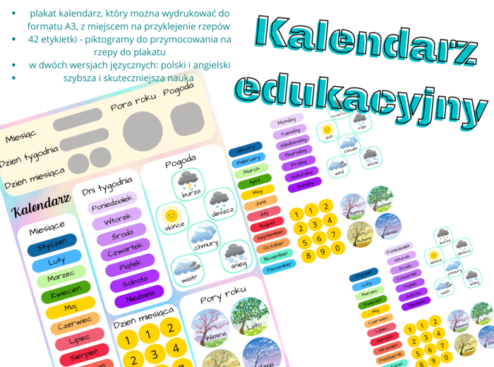 Kalendarz edukacyjny polsko - angielski