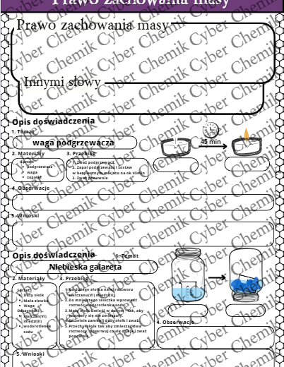 Karty pracy- Klasa 7. Chemia – Prawo zachowania masy