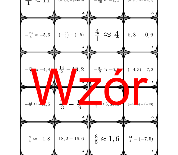 Domino - Odejmowanie liczb wymiernych | matematyka