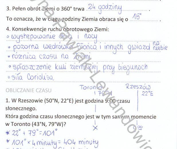 Ruch obrotowy Ziemi (sketchnotka)