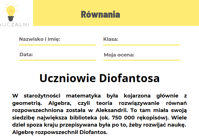 Projekt klasa6 Równania Uczniowie Diofantosa