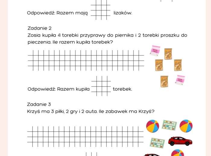 400 zadań tekstowych na dodawanie i odejmowanie w zakresie 100