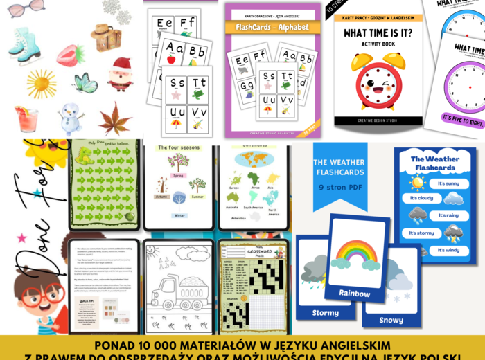 ❤️MEGA PAKIET❤️ edukacyjny zawierający PONAD 10 000 materiałów w j. angielskim (Możliwość pomocy w przetłumaczeniu na polski -czytaj opis❤️) *ZESTAW Z PRAWAMI DO WŁASNEJ ODSPRZEDAŻY*