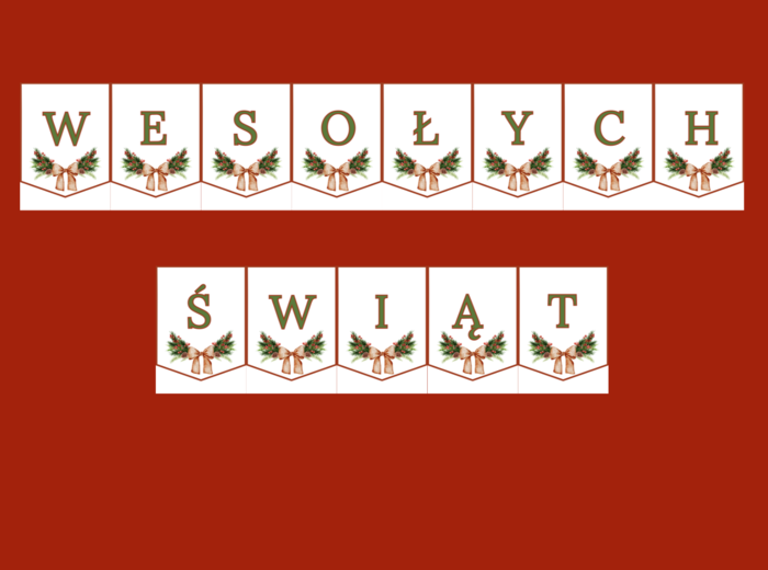 WESOŁYCH ŚWIĄT - Boże Narodzenie – GIRLANDA – biblioteka – świetlica – przedszkole – gazetka – wersja 2
