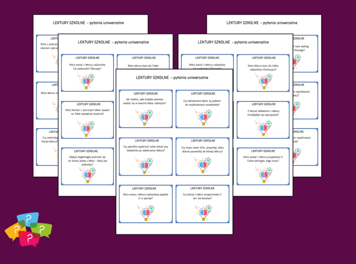 LEKTURY SZKOLNE - pytania uniwersalne – Karty do SMALL TALK – 60 pytań