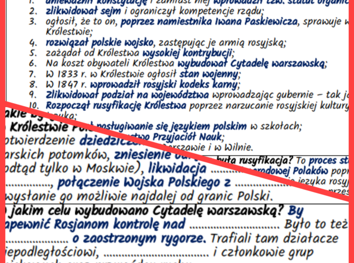 Skutki powstania listopadowego – represje, Wielka Emigracja (notatki, karta pracy)