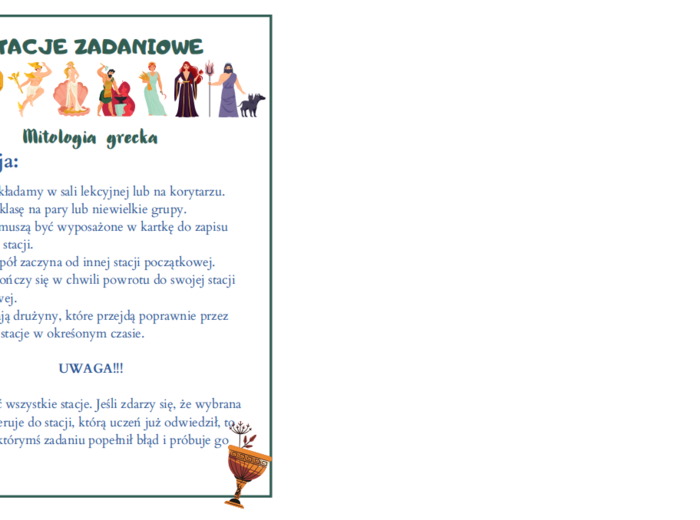 Mitologia grecka - stacje zadaniowe (lekcja w ruchu)