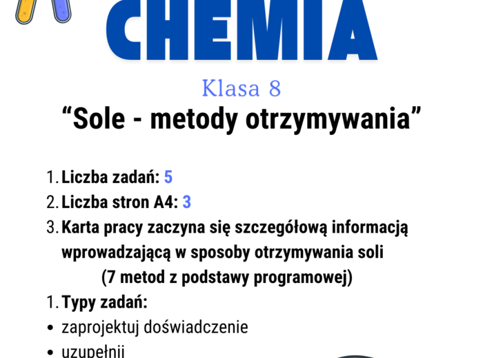 Chemia. Klasa 8. Karta pracy. Sole - metody otrzymywania.